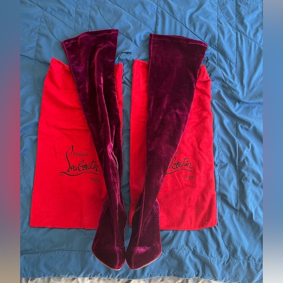 Christian Louboutin Moulin Velvet Almond Toe Thigh Boots EU 41 - Picture 4 of 10